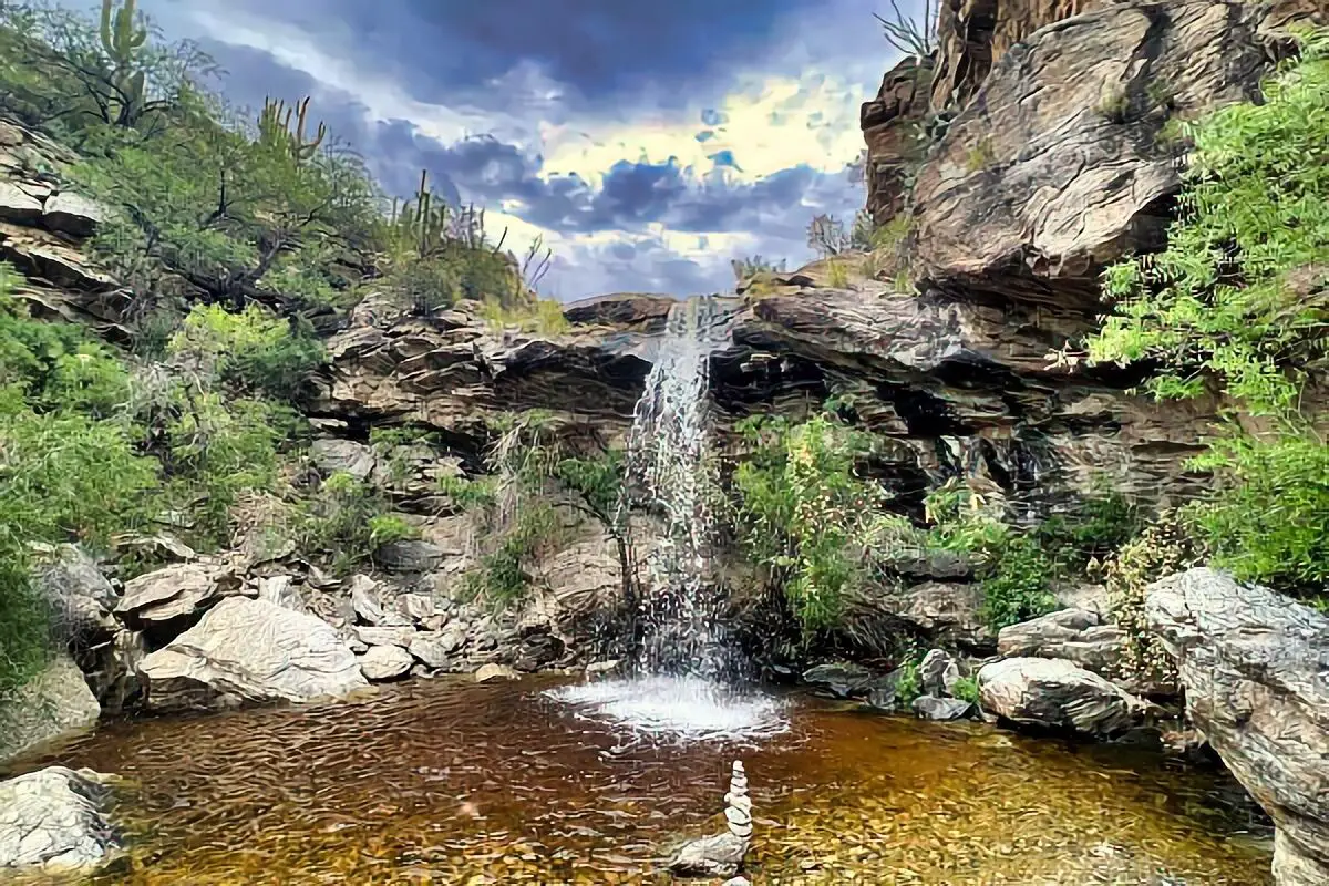 a waterfall in a rocky area Arizona Dispersed Camping Map4